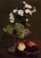 Naturaleza muerta Crisantemos y uvas pintor Henri Fantin Latour floral